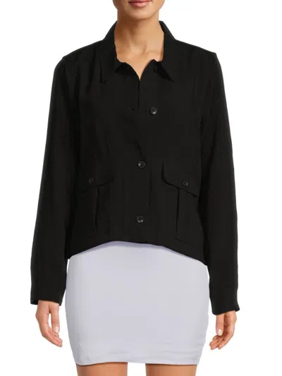 Calvin Klein Women's Boxy Flap Pocket Shirt In Black