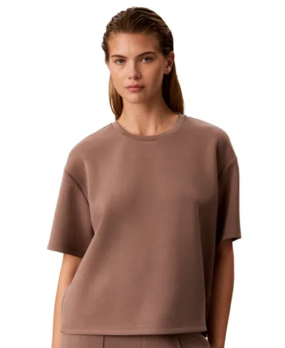 Calvin Klein Women's Boxy Tee Soft Scuba Short-sleeve Sweater In Multi