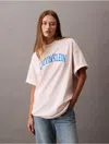 Calvin Klein Women's Boxy Varsity Logo T-shirt In Crystal Pink