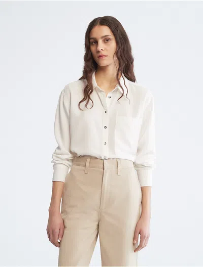Calvin Klein Women's Boyfriend Fit Button-down Shirt In White