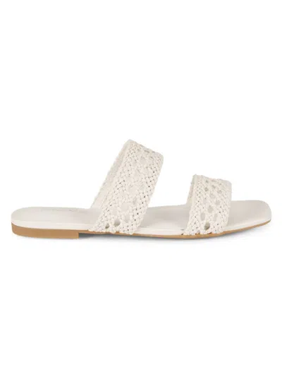 Calvin Klein Women's Braided Textile Double-band Slide Sandals