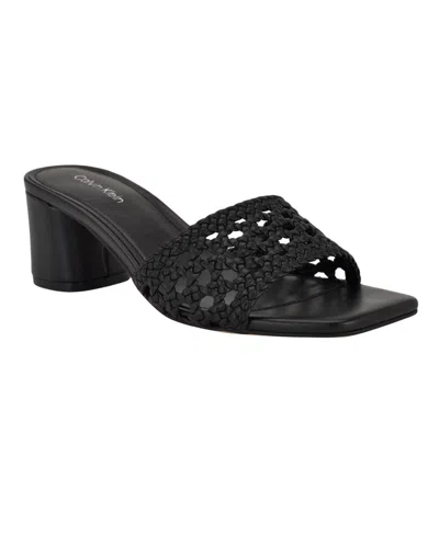 Calvin Klein Women's Brianny Woven Slip-on Sandals In Black