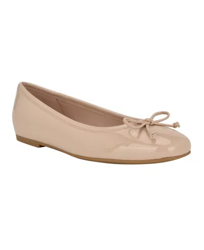 Calvin Klein Women's Bronte Square Toe Ballet Flats In Light Natural Patent