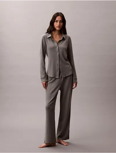 Calvin Klein Women's Brushed Interlock Pants In Gray