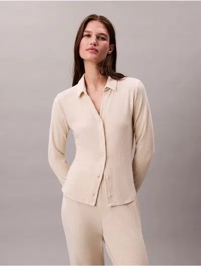 Calvin Klein Women's Brushed Knit Slim Sleep Shirt In Neutral