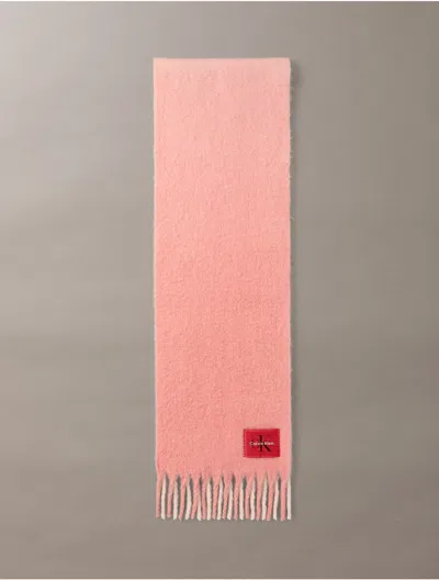 Calvin Klein Women's Brushed Ombre Monologo Scarf In Light Cashew / Ruby Red