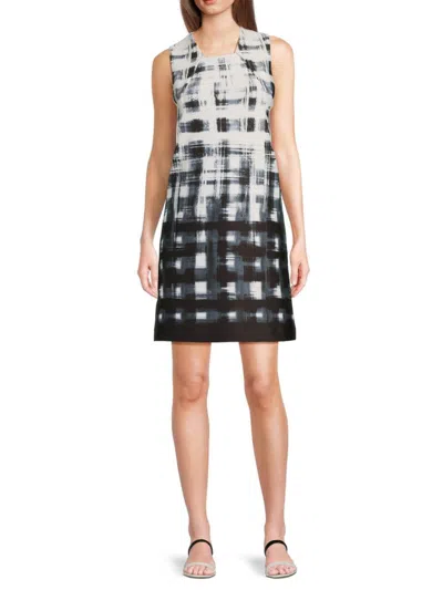 Calvin Klein Women's Brushed Plaid Sleeveless A-line Minidress