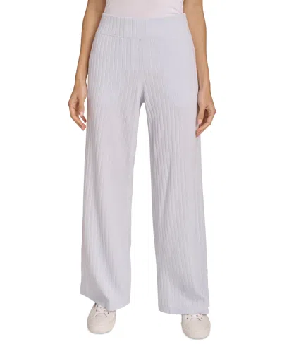 Calvin Klein Women's Brushed Rib Wide-leg Pants In Grey