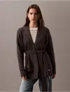 Calvin Klein Women's Brushed Wool Blend Cardigan In Ebony