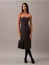 Calvin Klein Women's Brushed Wool Blend Strapless Dress In Charcoal Melange