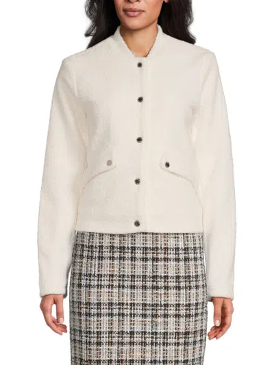 Calvin Klein Women's Bucle Bomber Jacket In Cream