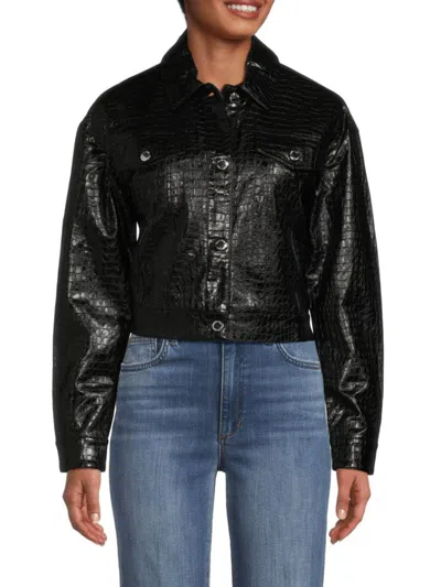Calvin Klein Women's Button Crop Jacket In Black