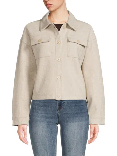 Calvin Klein Women's Button Front Shirt Jacket In Beige