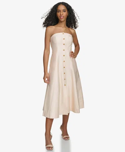 Calvin Klein Women's Button-front Sleeveless Midi Dress In Vanilla Cream