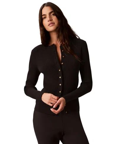 Calvin Klein Women's Button-front Ribbed Cardigan In Black