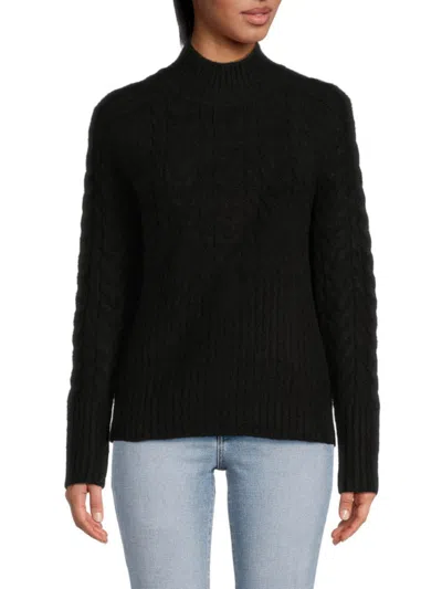 Calvin Klein Women's Cable Knit Mockneck Sweater In Black