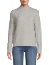 Calvin Klein Women's Cable Knit Mockneck Sweater In Heather Dove Grey