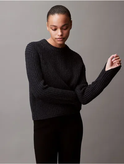 Calvin Klein Women's Cage Yarn Chunky Sweater In Black