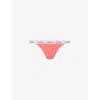 Shop Calvin Klein Womens  Modern Branded-waistband Mid-rise Stretch-cotton Briefs In Calypso Coral