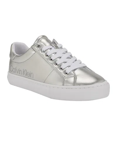 Calvin Klein Women's Camzy Lace-up Casual Sneakers In Silver Metallic