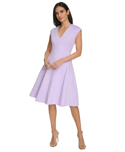 Calvin Klein Women's Cap-sleeve A-line Dress In Opal White