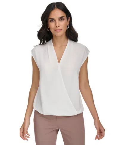 Calvin Klein Women's Textured Extended Sleeve Blouse In Cream