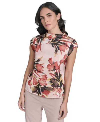CALVIN KLEIN WOMEN'S CAP-SLEEVE PRINTED TOP