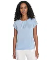 Calvin Klein Women's Cap Sleeve Satin Pleat-neck Blouse