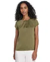 Calvin Klein Women's Cap Sleeve Satin Pleat-neck Blouse