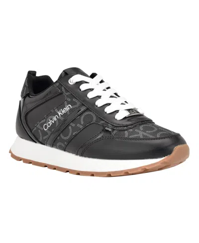 CALVIN KLEIN WOMEN'S CARLLA ROUND TOE LACE-UP SNEAKERS