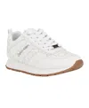 Calvin Klein Women's Carlla Round Toe Lace-up Sneakers In White Multi Logo