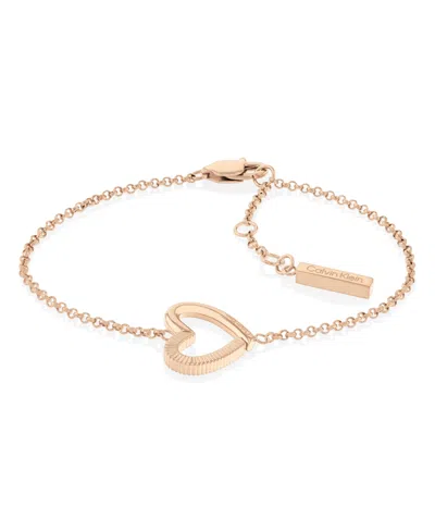 Calvin Klein Women's Carnation Gold-tone Stainless Steel Heart Bracelet In Carnation Gold Tone