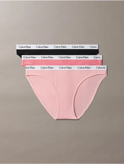 Calvin Klein Women's Carousel Cotton Stretch Rib 3-pack Bikini In Multi