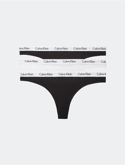 Calvin Klein Women's Carousel Logo Cotton 3-pack Thong In Black / White