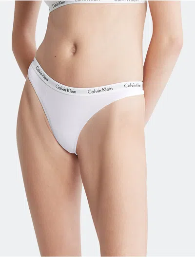 Calvin Klein Women's Carousel Logo Cotton Thong In White