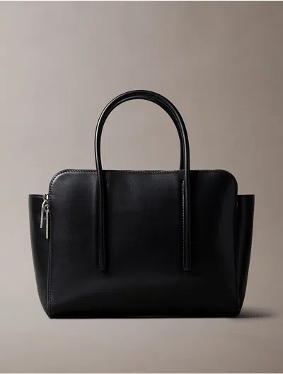 Calvin Klein Women's Carryall Leather Medium Tote Bag In Black Beauty