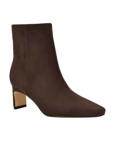 Calvin Klein Women's Caselle Square Toe Dress Booties In Brown