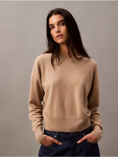Calvin Klein Women's Cashmere Crewneck Sweater In Brindle