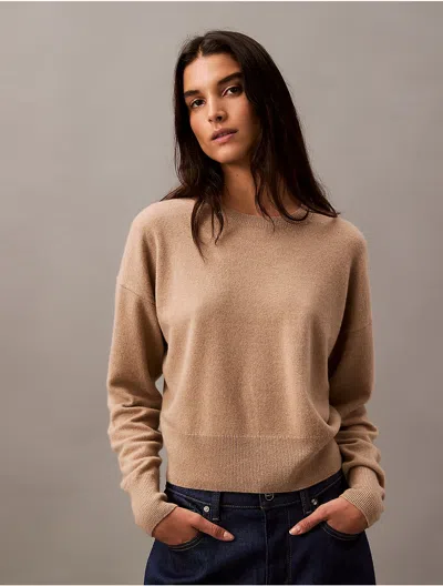Calvin Klein Women's Cashmere Crewneck Sweater In Brown