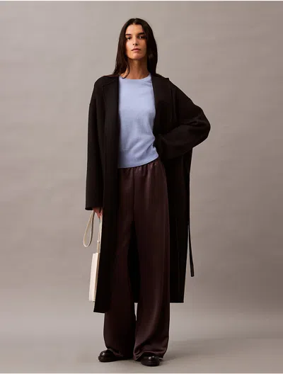 Calvin Klein Women's Cashmere Wool Blend Wrap Coat In Brown