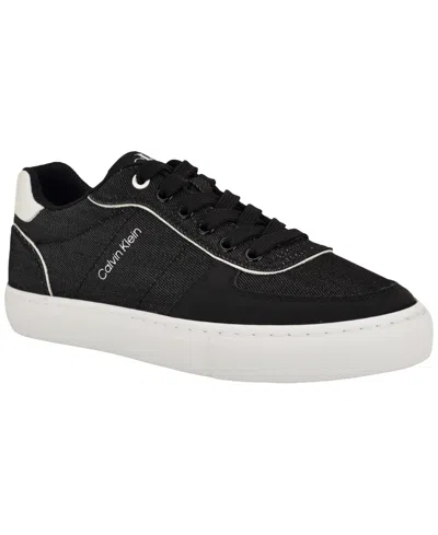 Calvin Klein Women's Caspian Denim Round Toe Lace-up Sneakers In Black