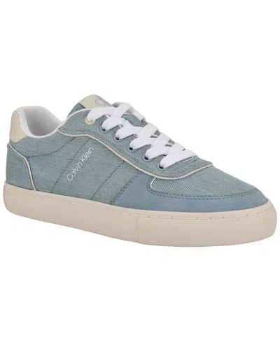 Calvin Klein Women's Caspian Denim Round Toe Lace-up Sneakers In Blue