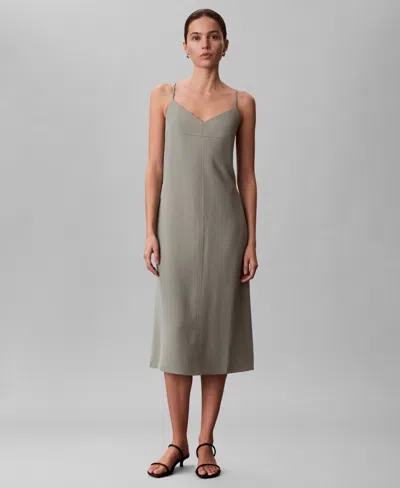 Calvin Klein Women's Casual V-neck Shift Dress In Gray