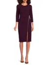 Calvin Klein Women's Chain Accent Knee Length Sheath Dress In Aubergine