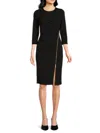 Calvin Klein Womens Crepe Crew Neck Sheath Dress In Black