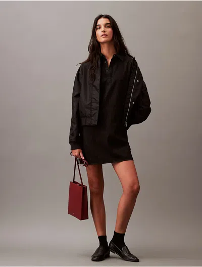 Calvin Klein Women's Chambray Mini Shirt Dress In Black