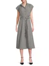 Calvin Klein Women's Checked Belted Midi Shirtdress In Black White