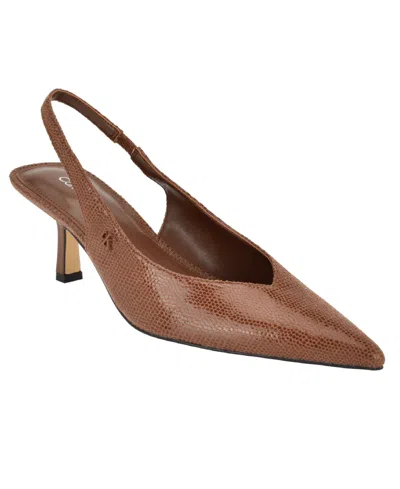 Calvin Klein Women's Chellie Kitten Heel Slingback Dress Pumps In Brown