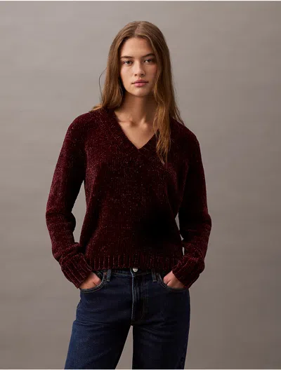 Calvin Klein Women's Chenille Relaxed V-neck Sweater
