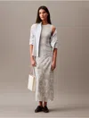 Calvin Klein Women's Chiffon Botanic Print Midi Skirt In Grey Floral